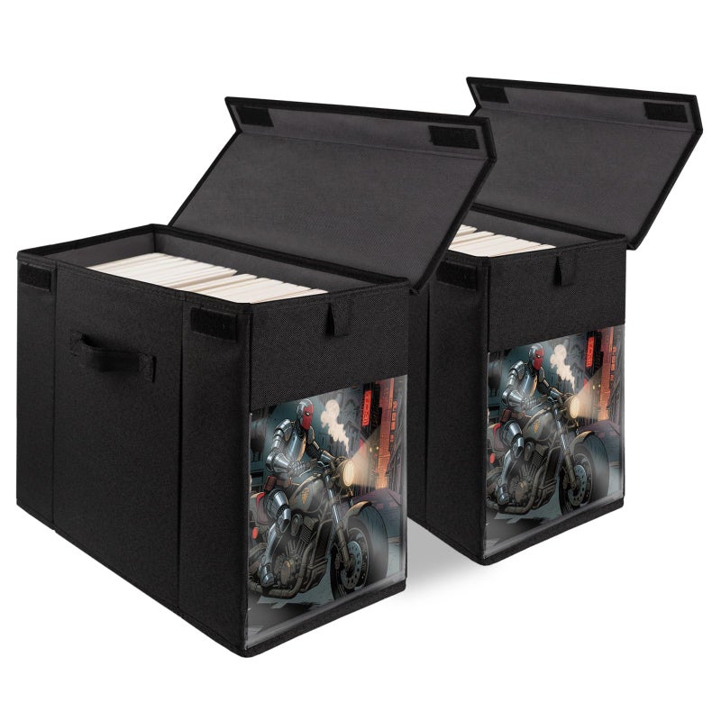 ComfortKeeper 2 Pack Comic Book Storage Box With Lid, Collapsible Magazine Comic Book Box Case Bin Container Holder With Large Clear Window, Standard Size, Black - Image 1
