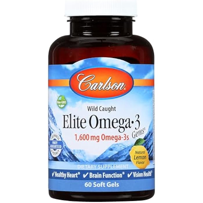 Carlson Labs Elite Omega-3 Gems Fish Oil 1250mg, 60 Softgels - Image 1