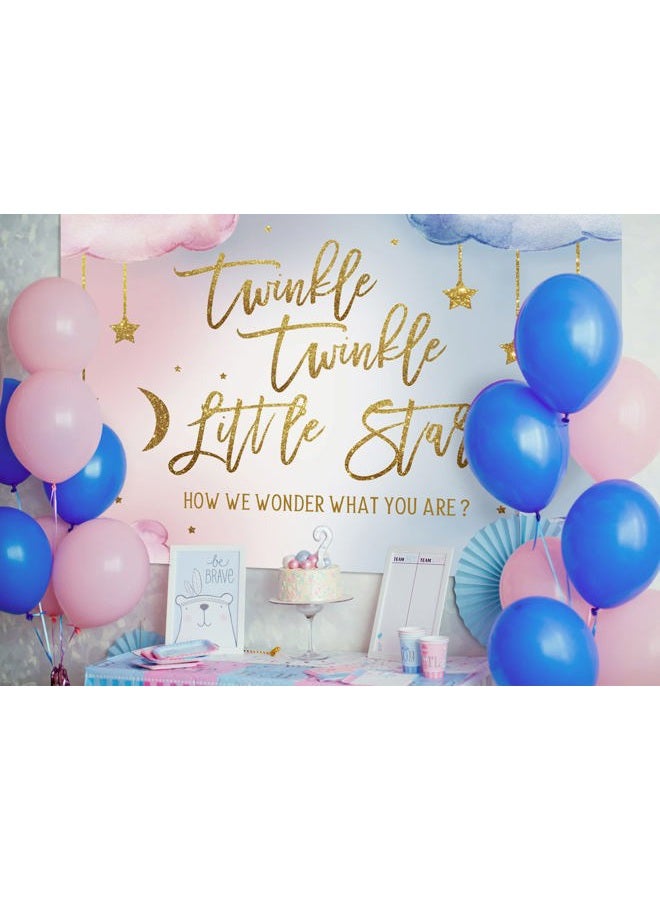 Lofaris Twinkle Twinkle Little Star Gender Reveal Backdrop Boy or Girl Pink or Blue How We Wonder What You are Golden Star Party Decoration Photography Background Cake Table Banner Wallpaper 7x5ft - Image 3