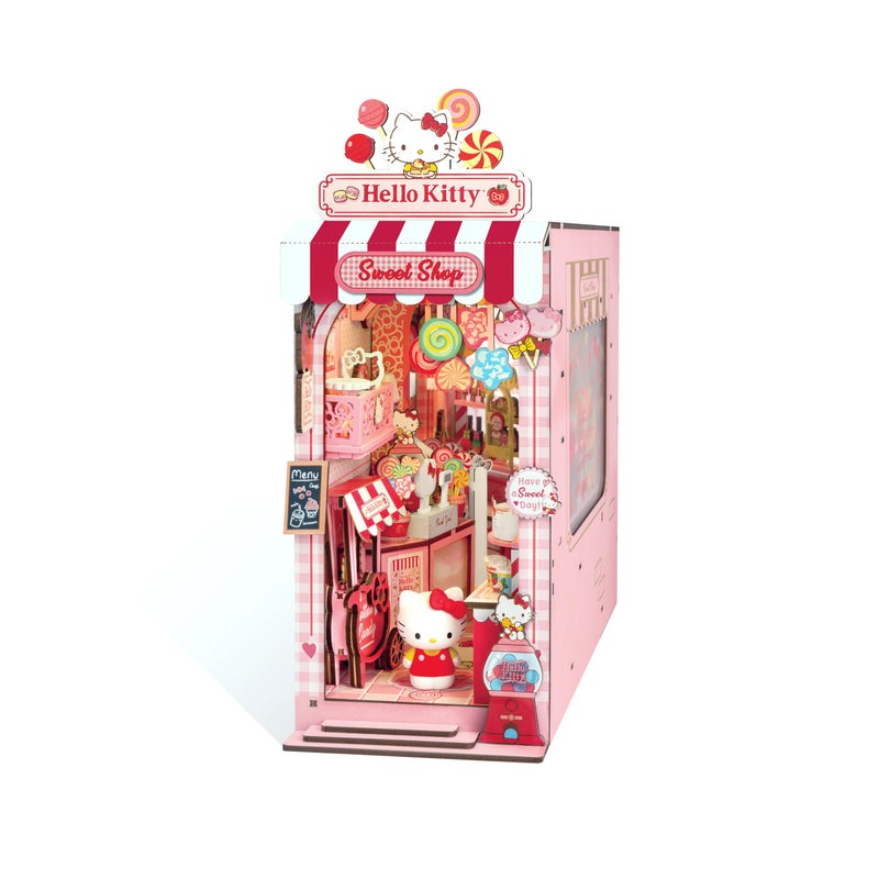 Hands Craft Hello Kitty Sweet Shop Book Nook Kit Official Sanrio DIY Miniature Shelf Insert with Touch LED 149Piece 3D Puzzle for Adults Teens Kawaii Decor Collectible Diorama Craft Kit - Image 3