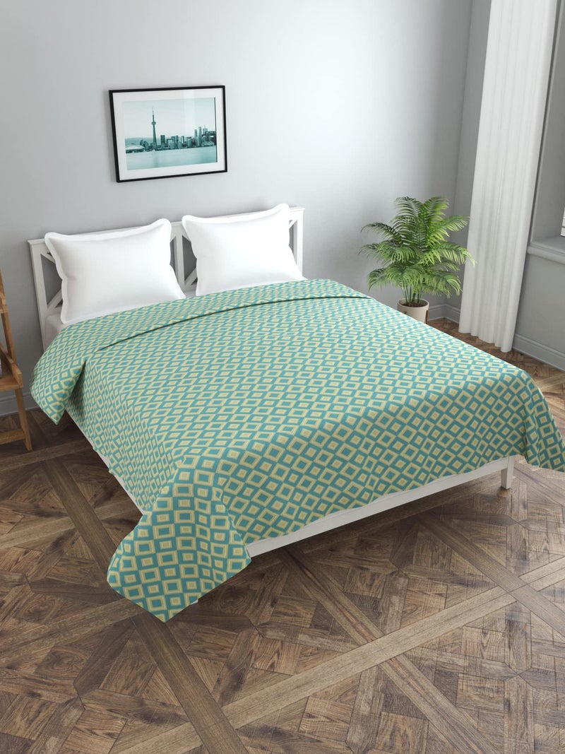 BREVARD Glacecotton Double/Duvet Cover/Rajai Cover/Blanket Cover with Zipper (90x100 Inche, Green Yellow) - Image 1