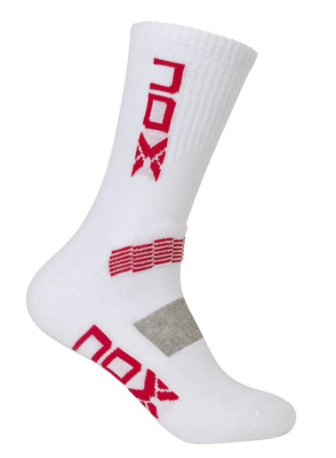 نوكس جوارب نوكس طويلة باللون الأبيض بشعار أحمر