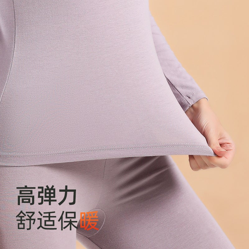 Mid-Collar Autumn Thermal Underwear Set For Women, Pure Cotton, Thin, Skin-Friendly, Breathable, Slim-Fit Base Layer, Warm Underwear For Women - Image 4