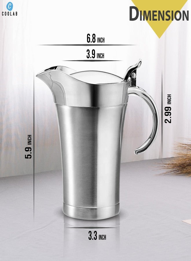 COOLAB 450ML Stainless Steel Gravy Boat with Lid – Double Insulated Gravy Pitcher for Hot & Cold Sauces – Elegant Sauce Boat Small Gravy Server for Steak, Turkey, and Holiday Dinners - Image 4