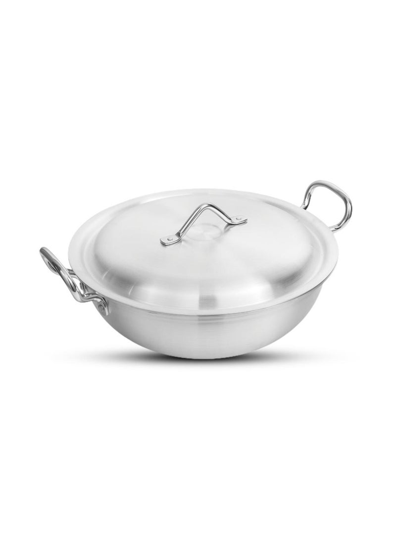 Aluminium Kadai With Lid 25cm – Durable Cooking Pot for Frying and Curry Preparation
