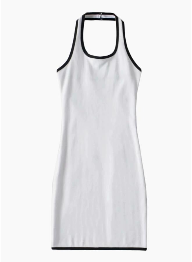 فستان مطاطي برقبة على شكل هالتر للنساء بمقاس صغير إلى متوسط - Image 1