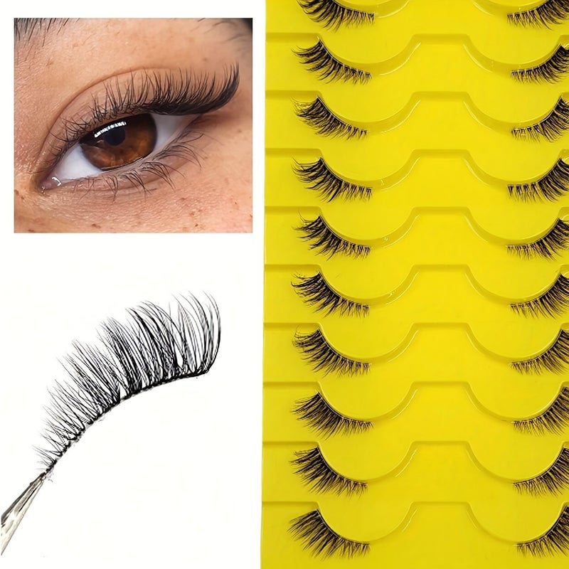 10 Pairs Hypoallergenic False Eyelashes Set C Curl Natural Look Mixed Length 6 12mm - Image 1