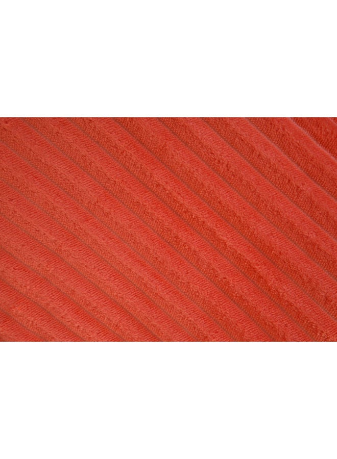 Mintra Sherpa & Strip Flannel Orange 200182 size 220x240cm  - Image 2