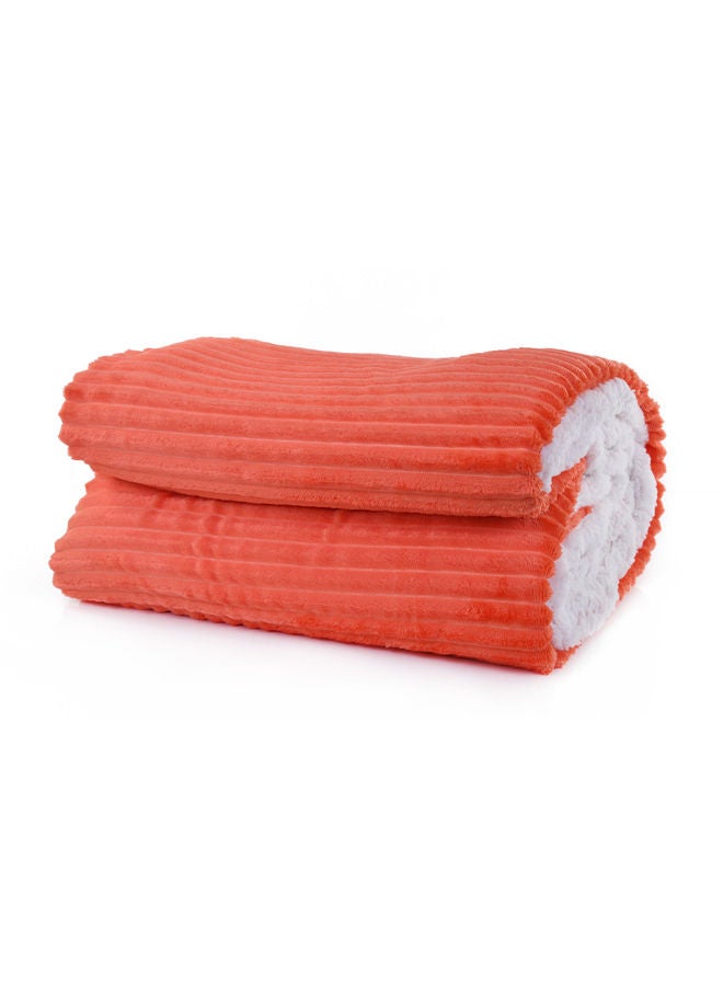 Mintra Sherpa & Strip Flannel Orange 200182 size 220x240cm  - Image 1