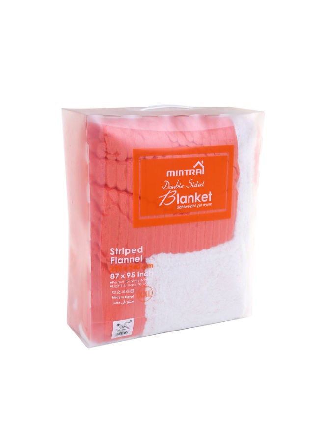 Mintra Sherpa & Strip Flannel Orange 200182 size 220x240cm  - Image 3
