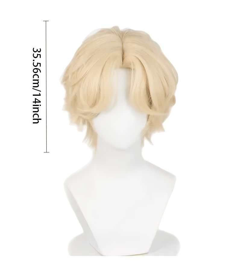 Golden 14inch Full Head Wig Natural White Hair Daily Wear Party - Image 3