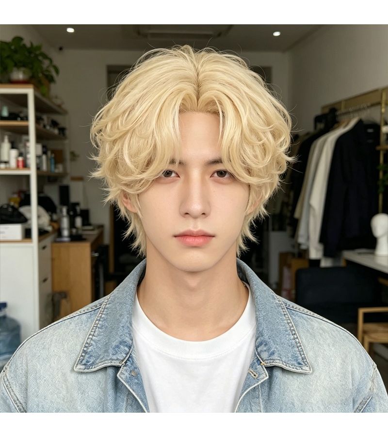 Golden 14inch Full Head Wig Natural White Hair Daily Wear Party - Image 1