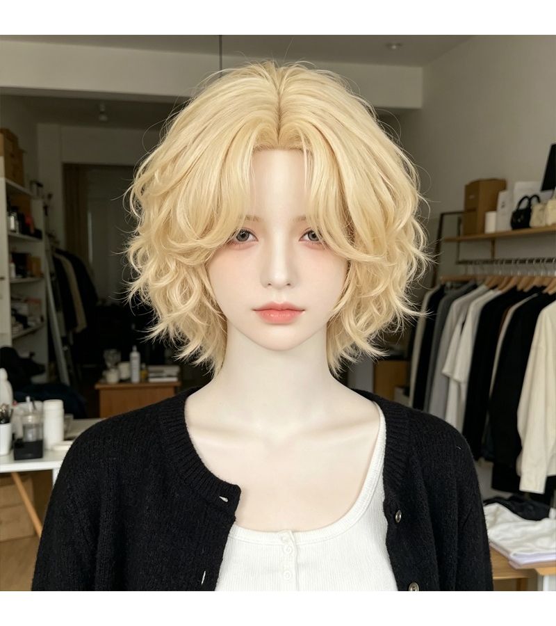 Golden 14inch Full Head Wig Natural White Hair Daily Wear Party - Image 2