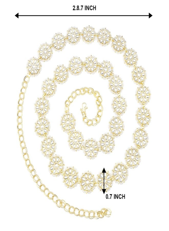 Aheli Ethnic Kundan Studded Kamarband Belly Chain Gift for Women Fancy Wedding Engagement Function Jewelry Gift for White - Image 4