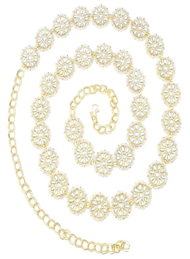 Aheli Ethnic Kundan Studded Kamarband Belly Chain Gift for Women Fancy Wedding Engagement Function Jewelry Gift for White - Image 1
