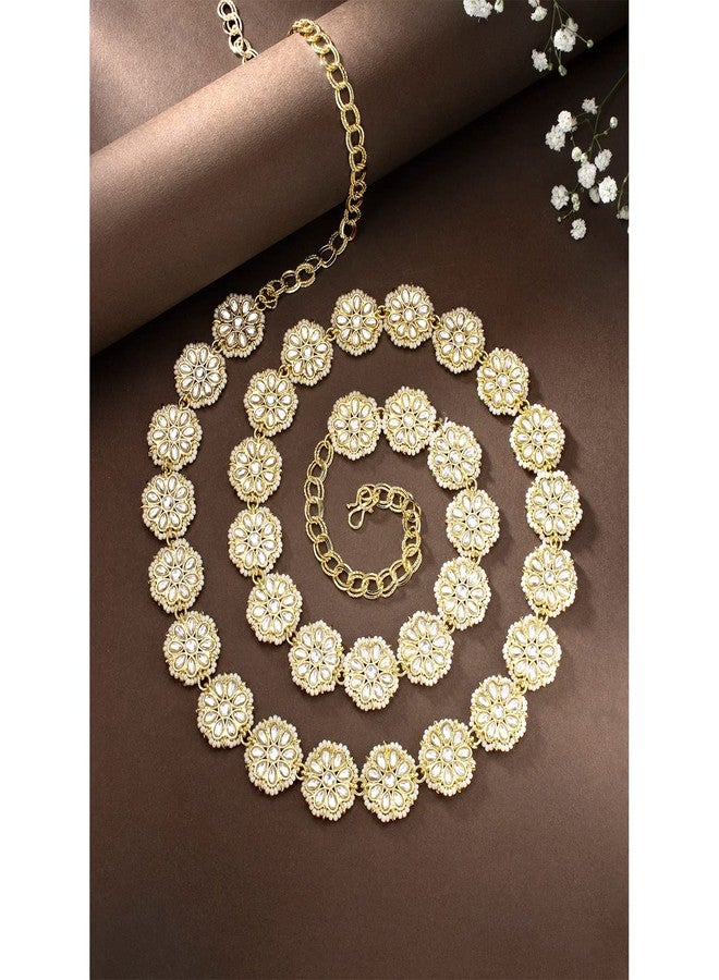 Aheli Ethnic Kundan Studded Kamarband Belly Chain Gift for Women Fancy Wedding Engagement Function Jewelry Gift for White - Image 2