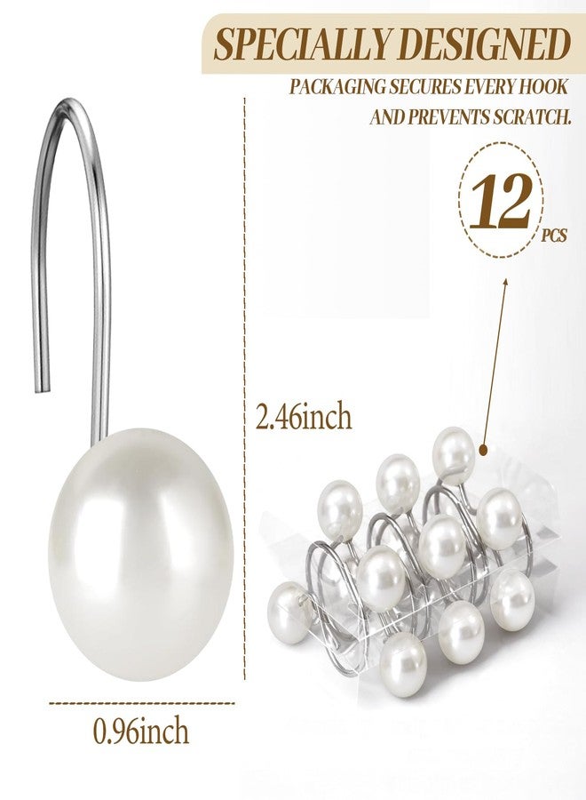 EleCharm Decorative Shower Curtain Hooks 12pcs Ivory Artifical Pearl Shower Curtain Rings Rustproof Stylish Bathroom Decor Accessories (A) - Image 5