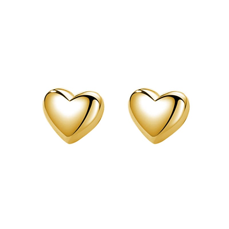 SLUYNZ Solid 925 Sterling Silver 8MM Fat Heart Earrings Studs for Women Teen Girls Hollow Sweet Love Studs Earrings (B-Gold Plated) - Image 1