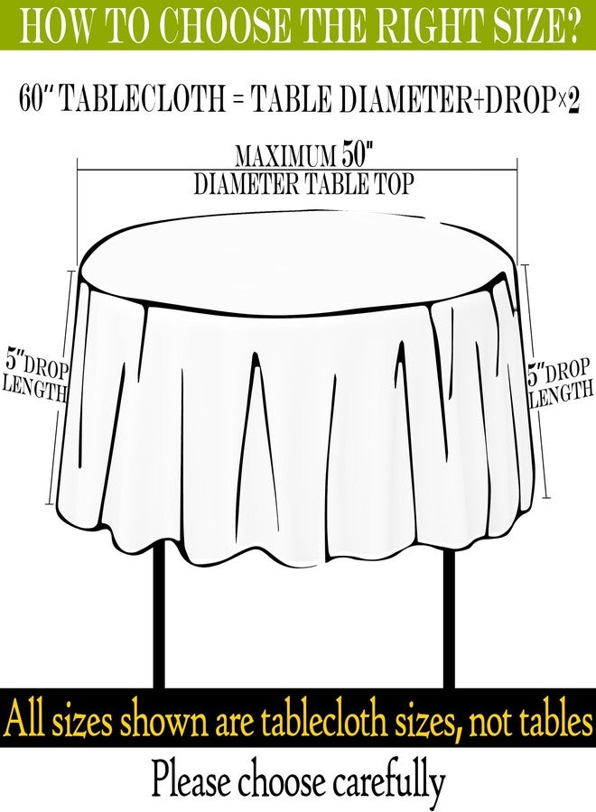 BYDOLL Table Cloth 60 Inch Round Tablecloth Fits Max50 Inch Diameter Table Top,White Polyester Washable Wrinkle-Free Spillproof Tablecloth for Party Patio Cover - Image 2