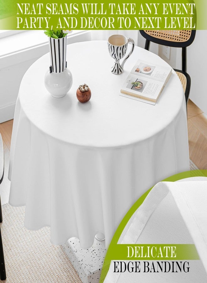 BYDOLL Table Cloth 60 Inch Round Tablecloth Fits Max50 Inch Diameter Table Top,White Polyester Washable Wrinkle-Free Spillproof Tablecloth for Party Patio Cover - Image 4