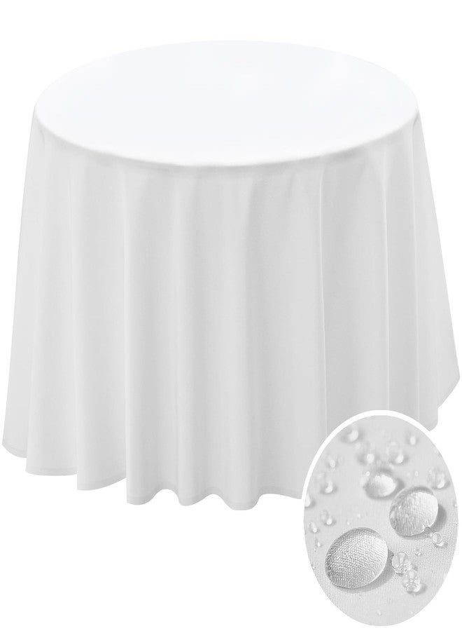 BYDOLL Table Cloth 60 Inch Round Tablecloth Fits Max50 Inch Diameter Table Top,White Polyester Washable Wrinkle-Free Spillproof Tablecloth for Party Patio Cover - Image 1