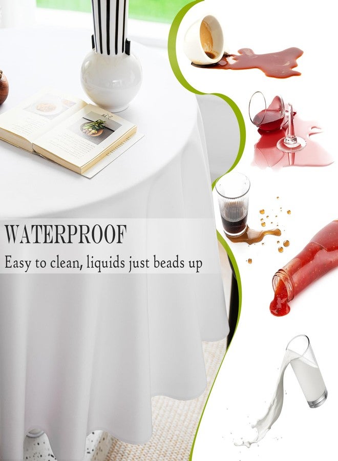 BYDOLL Table Cloth 60 Inch Round Tablecloth Fits Max50 Inch Diameter Table Top,White Polyester Washable Wrinkle-Free Spillproof Tablecloth for Party Patio Cover - Image 5