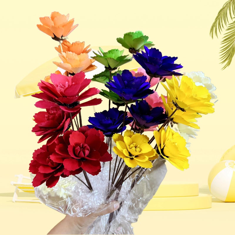 Bluejw Real Touch Handmade Natural Wooden Peony Bouquet – Dried Flower Arrangement with Dried Plants for Home Decor, Long-Lasting Artificial Floral Display - Image 2