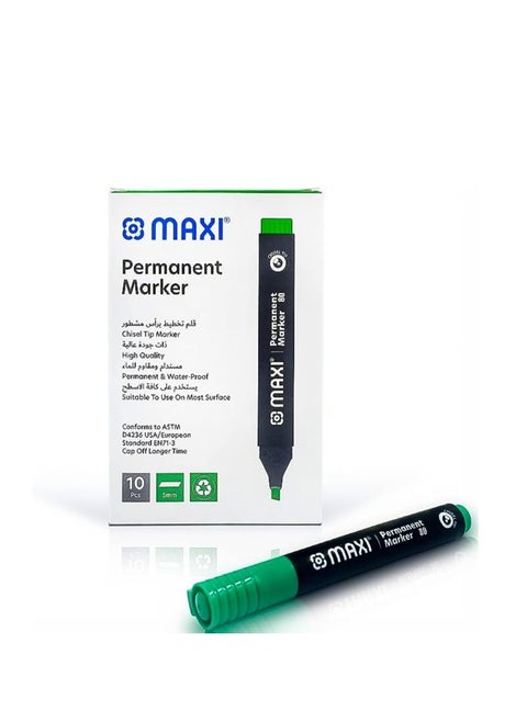 Maxi Permanent marker with Chisel tip 10pc Green