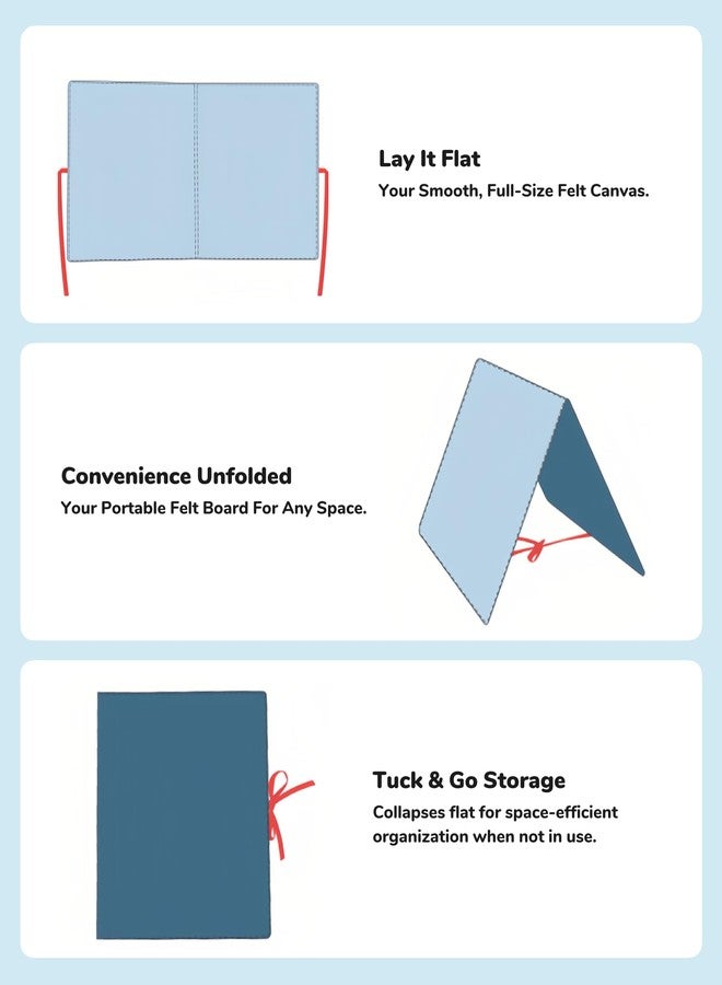 CHEFAN Foldable Felt Board for Toddlers 22 x 13, Freestanding Flannel Board for Kids, Preschool Classroom and Daycare Storytelling Display, Compatible with Felt Set, Blue - Image 3