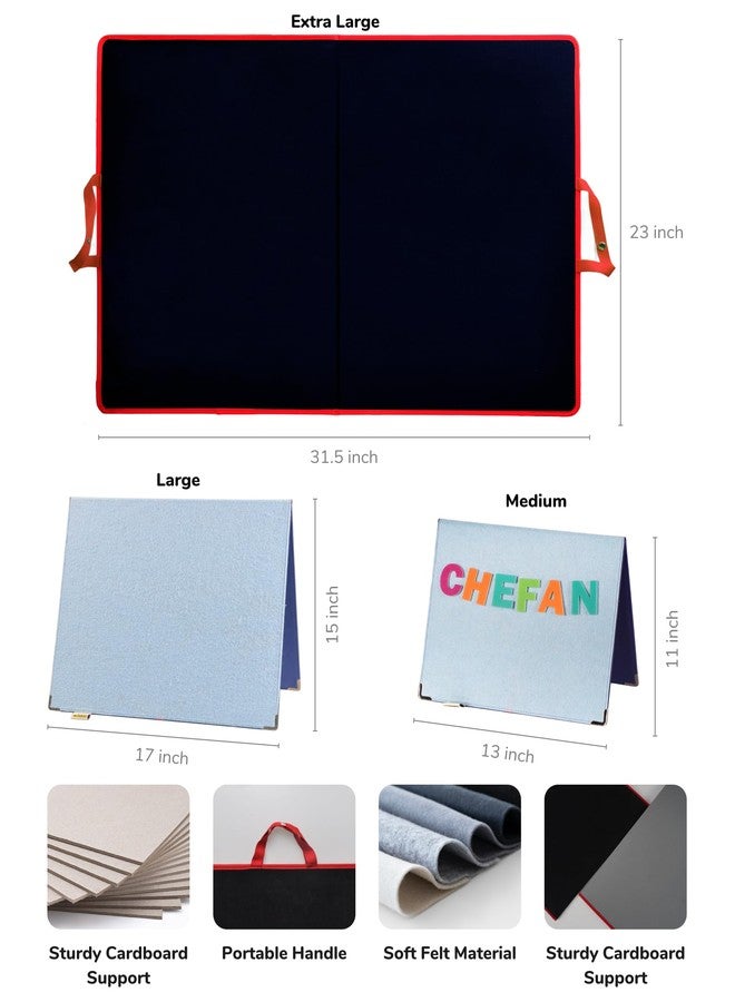 CHEFAN Foldable Felt Board for Toddlers 22 x 13, Freestanding Flannel Board for Kids, Preschool Classroom and Daycare Storytelling Display, Compatible with Felt Set, Blue - Image 4
