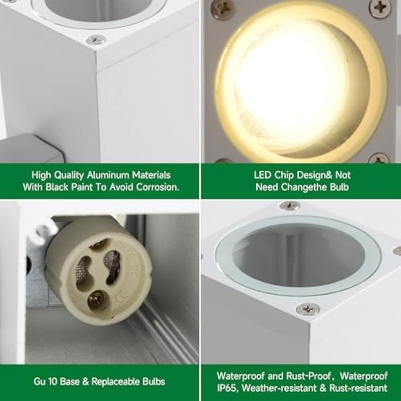 V.nice Outdoor Wall Light IP65 Waterproof Up Down Sconce, GU10 Holder Exterior Fixture for Garden Porch, No Bulb Included – Black/White, 2 Sizes - Image 3