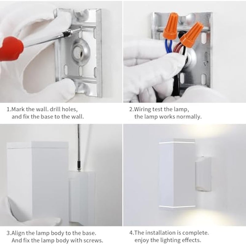 V.nice Outdoor Wall Light IP65 Waterproof Up Down Sconce, GU10 Holder Exterior Fixture for Garden Porch, No Bulb Included – Black/White, 2 Sizes - Image 4