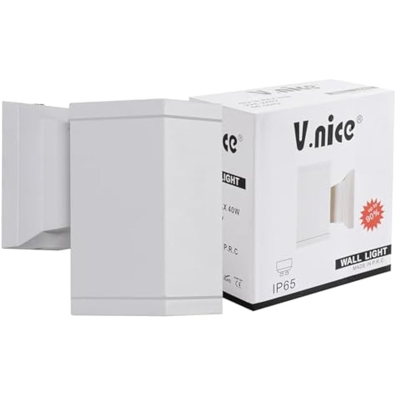 V.nice Outdoor Wall Light IP65 Waterproof Up Down Sconce, GU10 Holder Exterior Fixture for Garden Porch, No Bulb Included – Black/White, 2 Sizes - Image 1