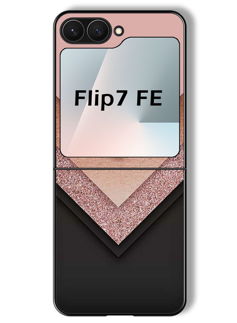Theodor Case Compatible with Samsung Galaxy Z Flip 7 FE 6.7 Inch Protection Shockproof Bumper Cover Black Golden & Pink - Image 1
