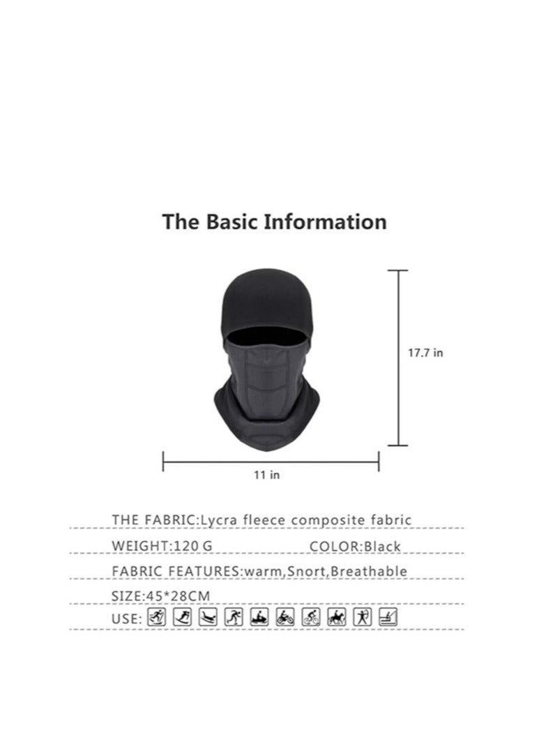 Captaintech Balaclava Ski Mask - Winter Face Mask for Men & Women - Cold Weather Gear for Skiing, Snowboarding & Motorcycle Riding, Windproof Fleece Thermal Full Face Mask Cold Weather Gear(Black) - Image 3