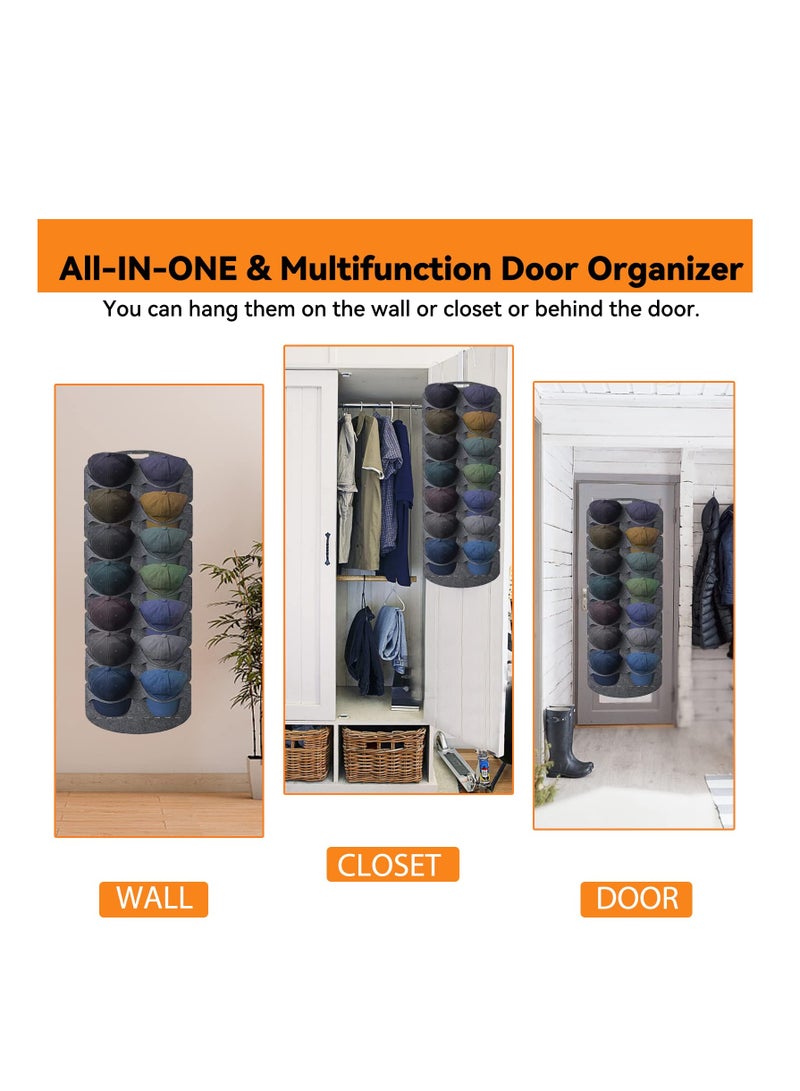 SYOSI Over the Door Hat Rack, Door Baseball Caps Hat Organizer with 14 Pocket Baseball Hat Organizer, Cap Rack Storage Display Hanger Bag, Felt Hats Collection for Closet Wall - Image 4