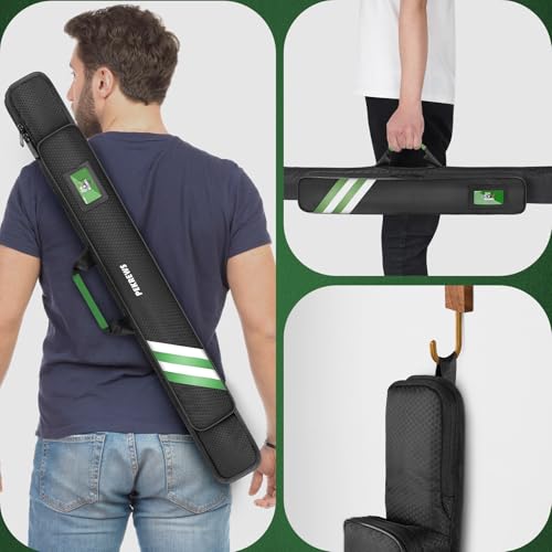 PEKREWS Pool Cue Case, Soft Pool Stick Case 1x1 Holds 1 Butt and 1 Shaft with Queue Zipper Pocket, Sturdy Polyester Billiard Cue Bag with Shoulder Strap Handle, Billiard Stick Bag for Men and Women - Image 4