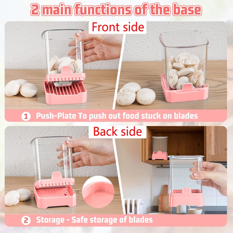 GENGCANG 3-in-1 Strawberry Banana & Egg Slicer Cup | Detachable Fruit Cutter with Push Plate for Effortlessly Safe Slicing | Quick Meal Prep & Snacks Kitchen Gadget (Pink) - Image 3