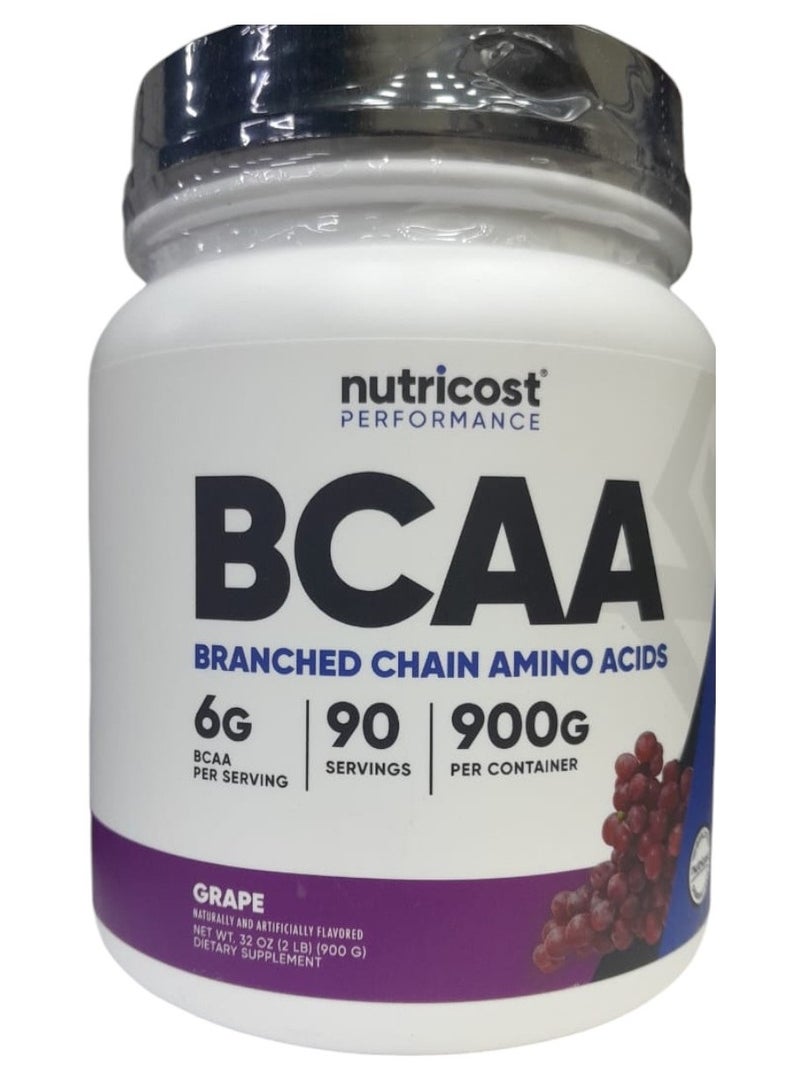 Nutricost مسحوق BCAA بنكهة العنب، 90 وجبة، نباتي، غير معدّل وراثيًا - Image 1