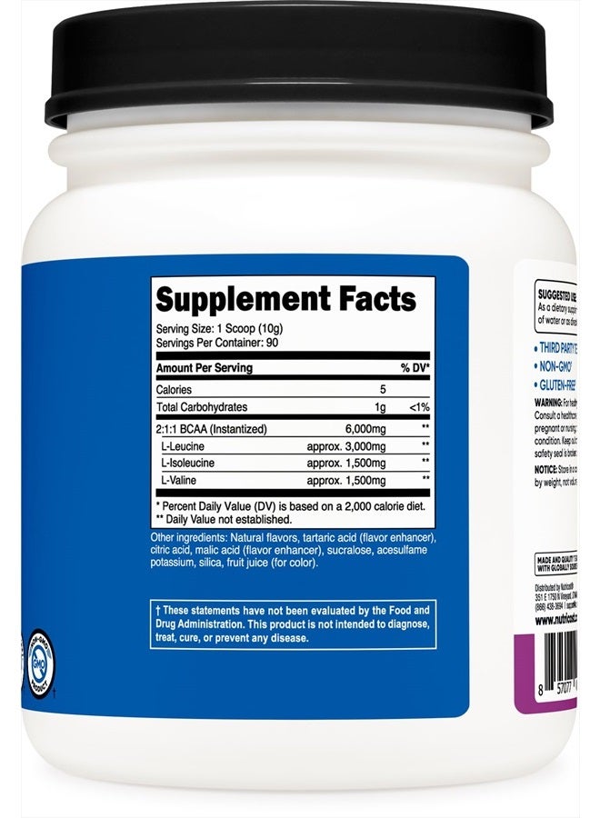 Nutricost مسحوق BCAA بنكهة العنب، 90 وجبة، نباتي، غير معدّل وراثيًا - Image 2