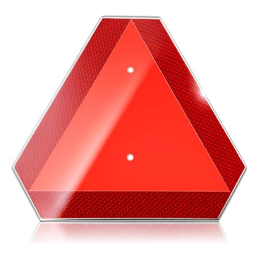 DXSIGN Slow Moving Vehicle Safety Sign,Slow Moving Vehicle Triangle Sign,Aluminum 14"x16" Engineering Grade Reflective for Golf Cart (Aluminum) - Image 1