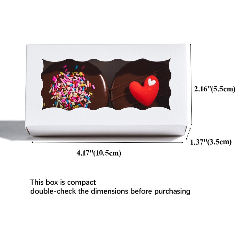 JCXGRVC small treat boxes 100pcs - white candy box with window - 4.17x2.16x1.37 inches - perfect for chocolate, small bakery boxes macaron boxes for 2 - Image 2