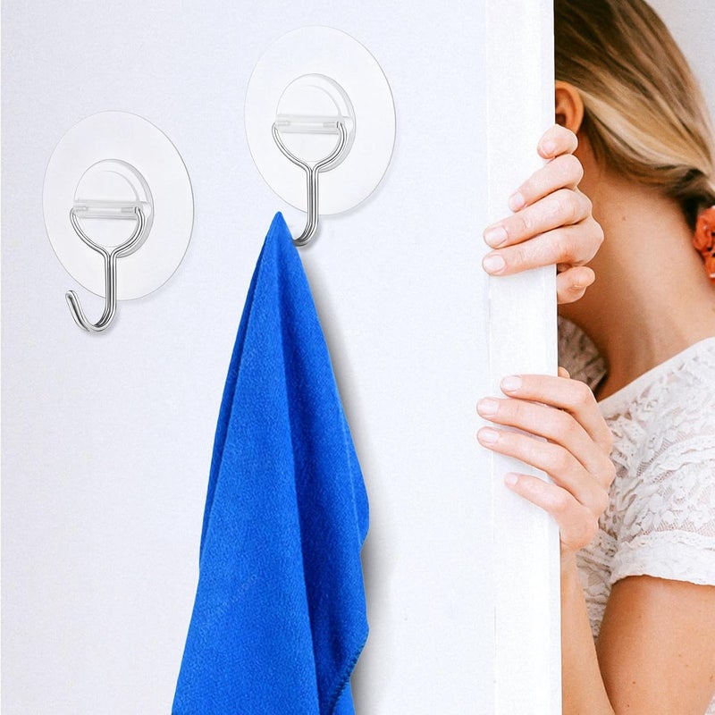 Healifty 10pcs 304 Stainless Steel Adhesive Wall Hooks Universal Hanging Hooks for Bathroom Towels Kitchen Utensils and Purse Storage No-Drill Damage-Free for Home and Outdoor Use - Image 4