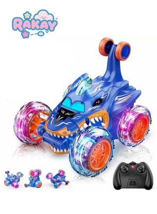 Remote Control Stunt Car, 360° Flipping LED Race Car with Shark Design, 2.4GHz RC Car with Light Up Wheels, Blue - pzsku/Z256FBAC406C0A3FEF5F3Z/45/1750744717/75156a8d-5757-4442-bd83-9978281672ae