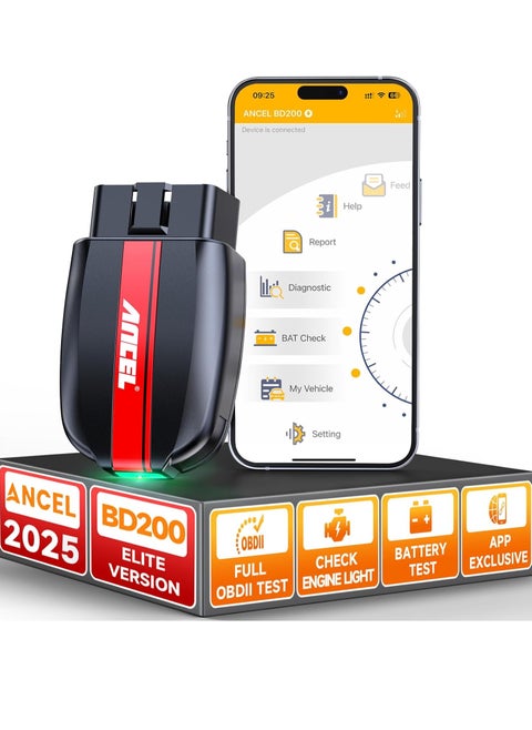 BD200 OBD2 Scanner Bluetooth - Code Reader Check Engine Diagnostic Scan Tools with Car Battery Test, Exclusive App On iOS & Android, Wireless OBDII Adapter Works for 1996 Newer Vehicles