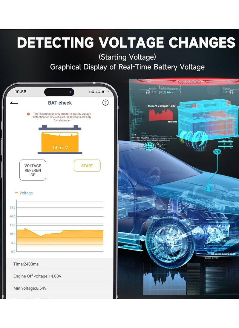 Ancel - BD200 OBD2 Scanner Bluetooth - Code Reader Check Engine Diagnostic Scan Tools with Car Battery Test, Exclusive App On iOS & Android, Wireless OBDII Adapter Works for 1996 Newer Vehicles - Image 1