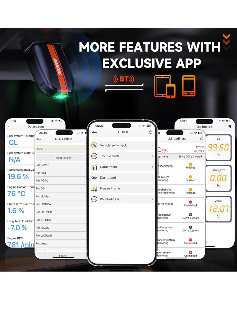 Ancel - BD200 OBD2 Scanner Bluetooth - Code Reader Check Engine Diagnostic Scan Tools with Car Battery Test, Exclusive App On iOS & Android, Wireless OBDII Adapter Works for 1996 Newer Vehicles - Image 1