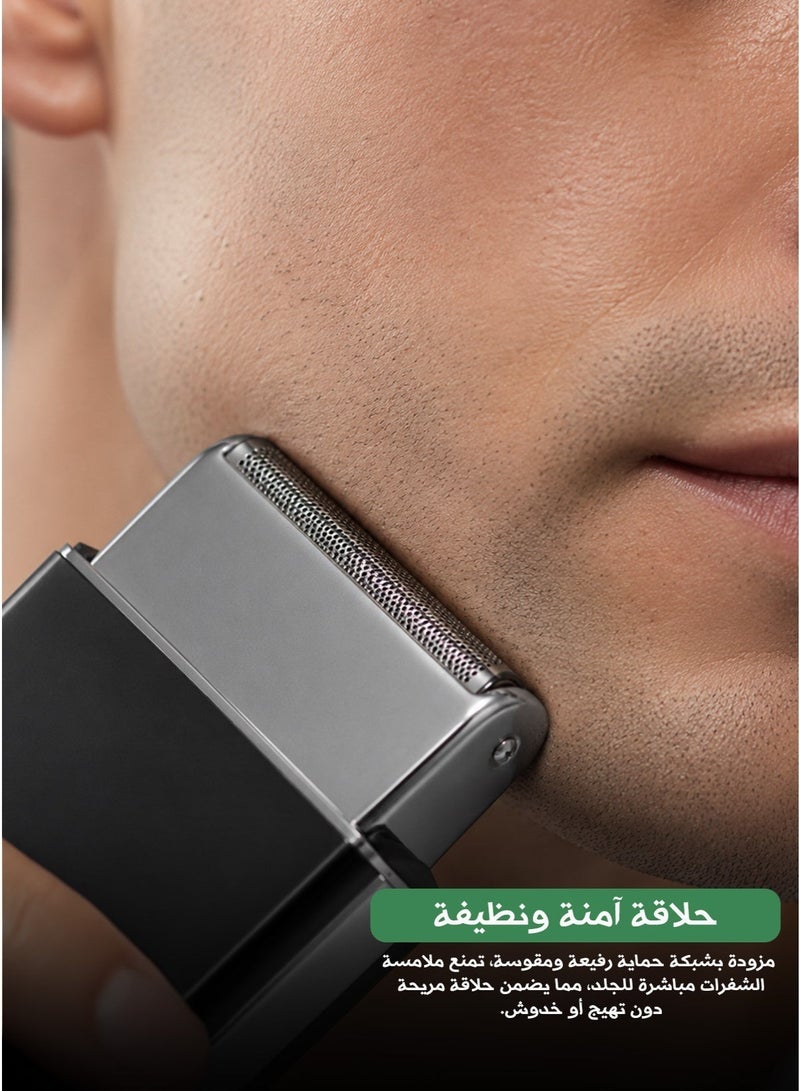 ماكينة حلاقة كهربائية قابلة لإعادة الشحن 2055 – شفرة ترددية بحافة عائمة (لون أسود) - Image 3