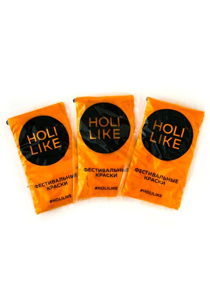 Holi Like Orange Powder Set – 3 Packs, 100% Natural, Hypoallergenic, Safe for Kids (4+), Non-Staining, Pet-Friendly, Premium Quality Holi Colors for Festivals and Celebrations  - Image 1
