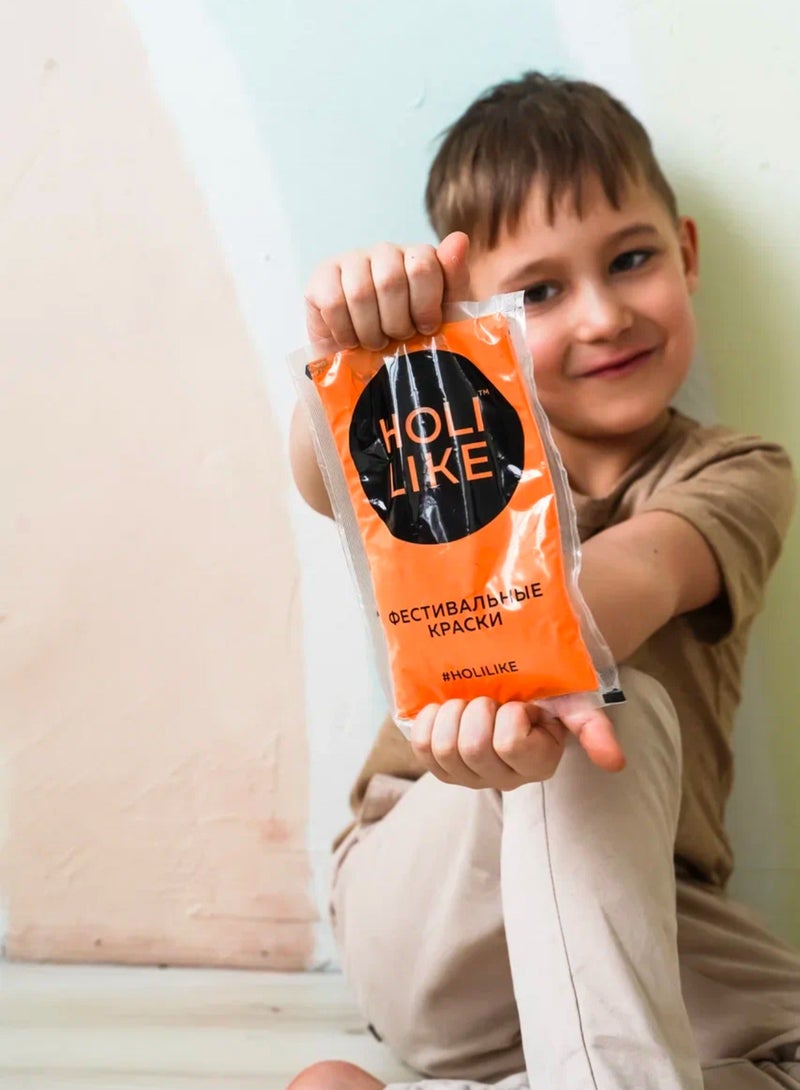 Holi Like Orange Powder Set – 3 Packs, 100% Natural, Hypoallergenic, Safe for Kids (4+), Non-Staining, Pet-Friendly, Premium Quality Holi Colors for Festivals and Celebrations  - Image 2
